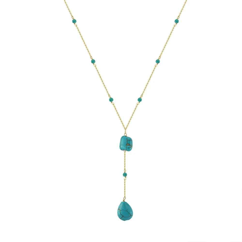 Turquoise 925 Sterling Silver Y Shaped Necklace