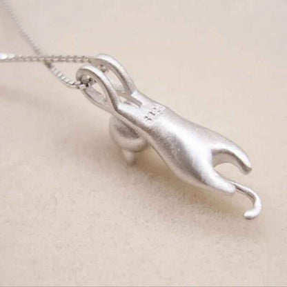 925 Sterling Silver Cute Kitty Clavicle Chain Pendant Cat Necklace