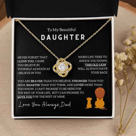 To My Daughter Gift From Dad Love Knot Stainless Steel Necklace