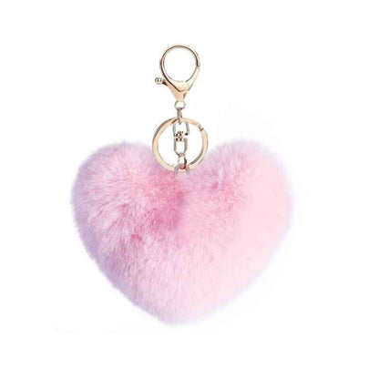 Cute Fluffy Love Heart PomPom Keychain