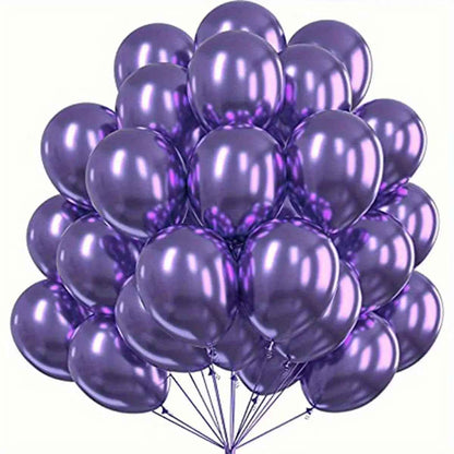 10Pcs 12Inch Color Chrome Metal Round Latex Balloons