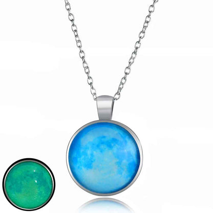 Vintage Long Moon Glow In The Dark Necklace