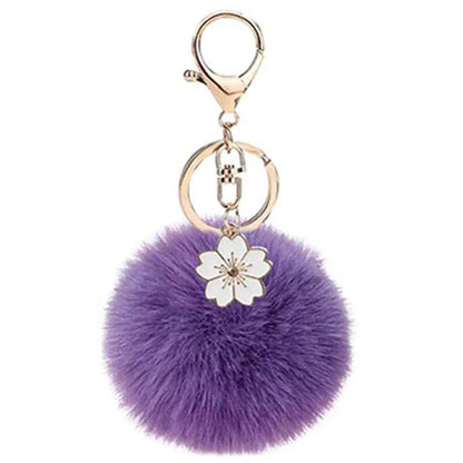 Fashion Furball Flower Charm Keychain