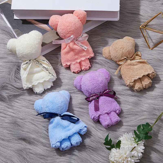 20PCS Bear Towel 30*30cm Coral Fleece Party Favors