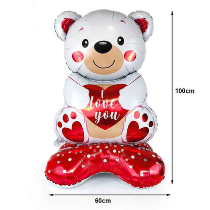 Bear, Love, and Heart Balloons with Banner Romantic Decor