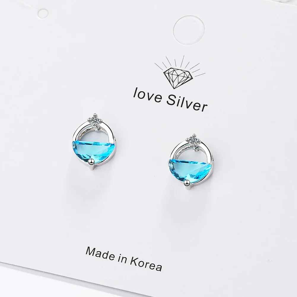 Elegant Sterling Silver Blue Crystal Jewelry Set