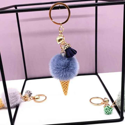 Plush Pompom Ice Cream Keychain