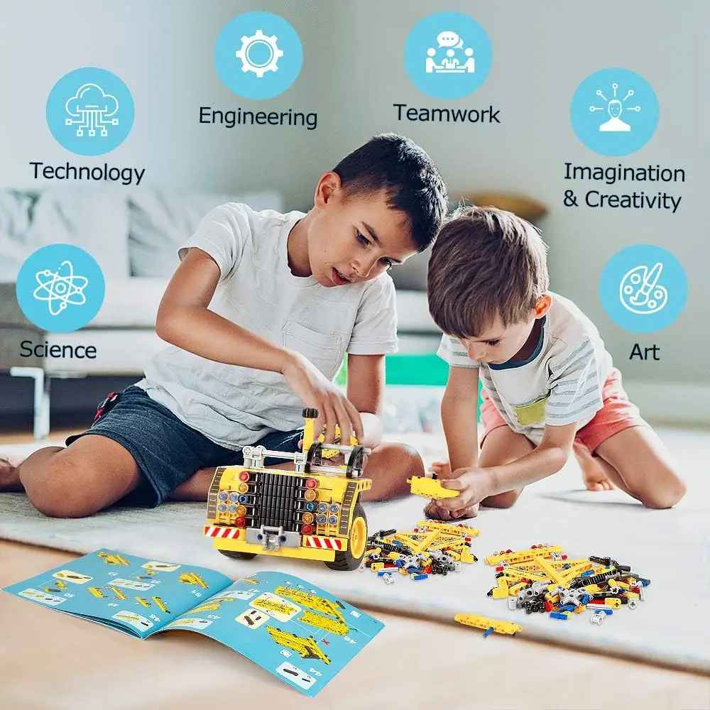 361pcs 2-in-1 STEM Building Airplane & Dump Truck Toy