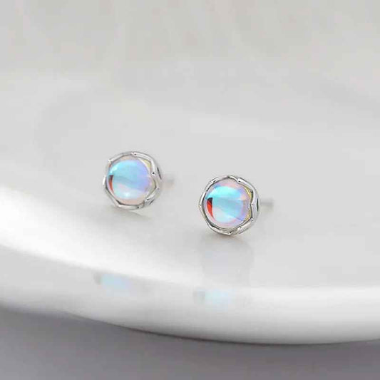 Color Moonstone Stud Earrings