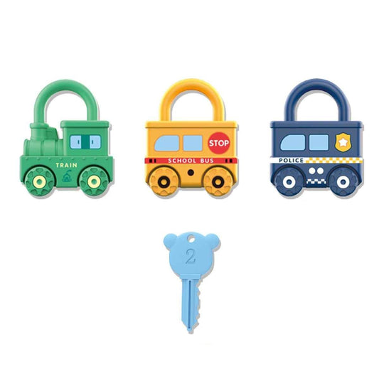 3Pcs Early Learning Lock Unlock Vehicle Toy with Keys