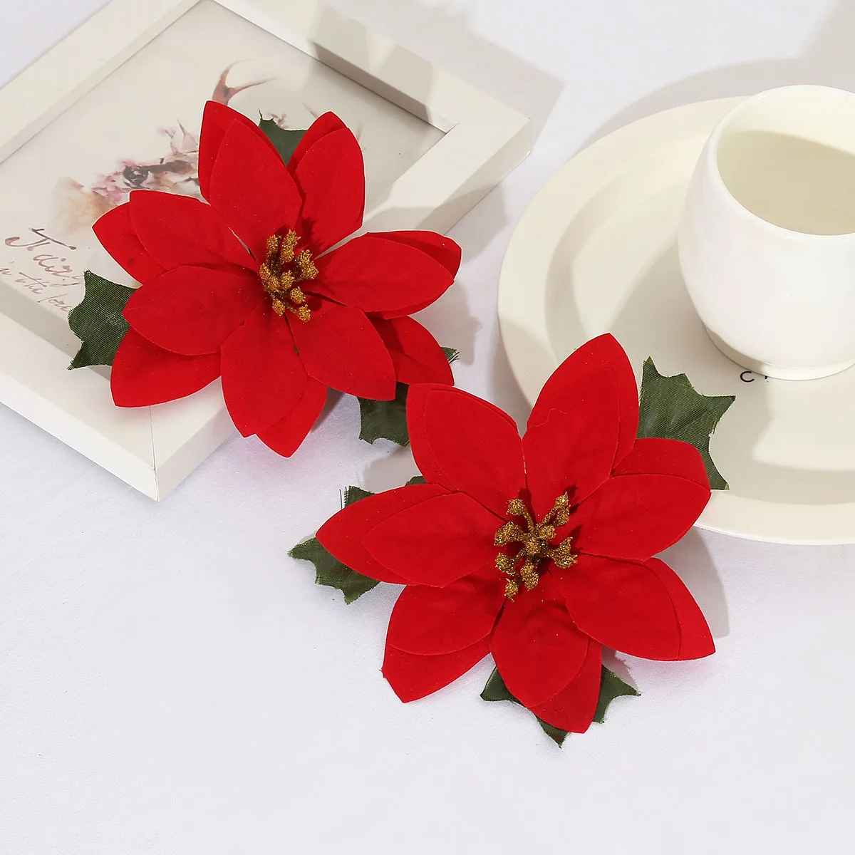 12cm Artificial Silk Poinsettia Red Flower