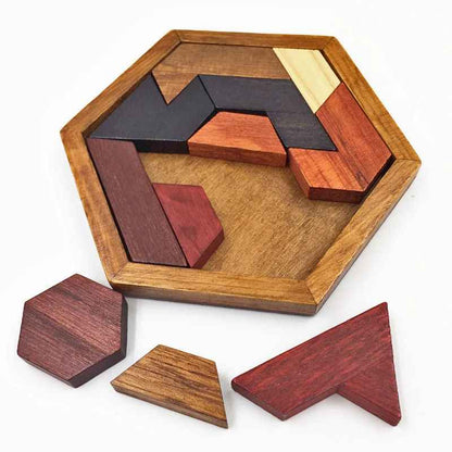 Hexagonal Wooden Puzzles IQ Game Educational Toy