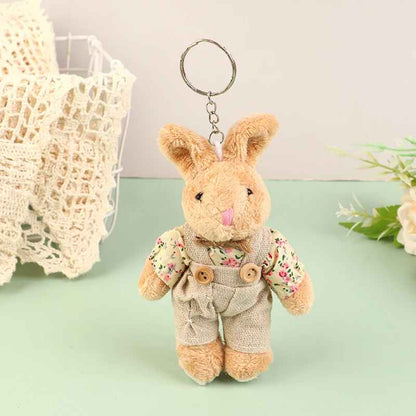 Cute Clothes Bear & Rabbit Plush Toy Keychain