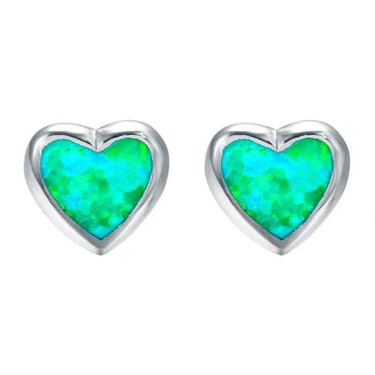 Cute Heart Opal Stud Earrings