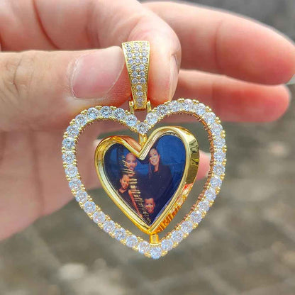 Customized Two-Sided Heart Picture Pendant Necklace