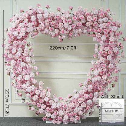 Luxury 5D Red Floral Arrangement with Heart-Shaped Frame Wedding Backdrop Decor