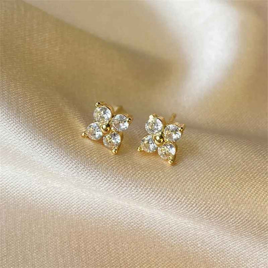 Exquisite Small Cubic Zirconia Flower Shape Stud Earrings