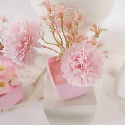 3pcs Artificial Pink Potted Flowers Set