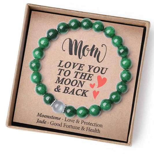 Mom Love You to the Moon and Back Moonstone Bracelet