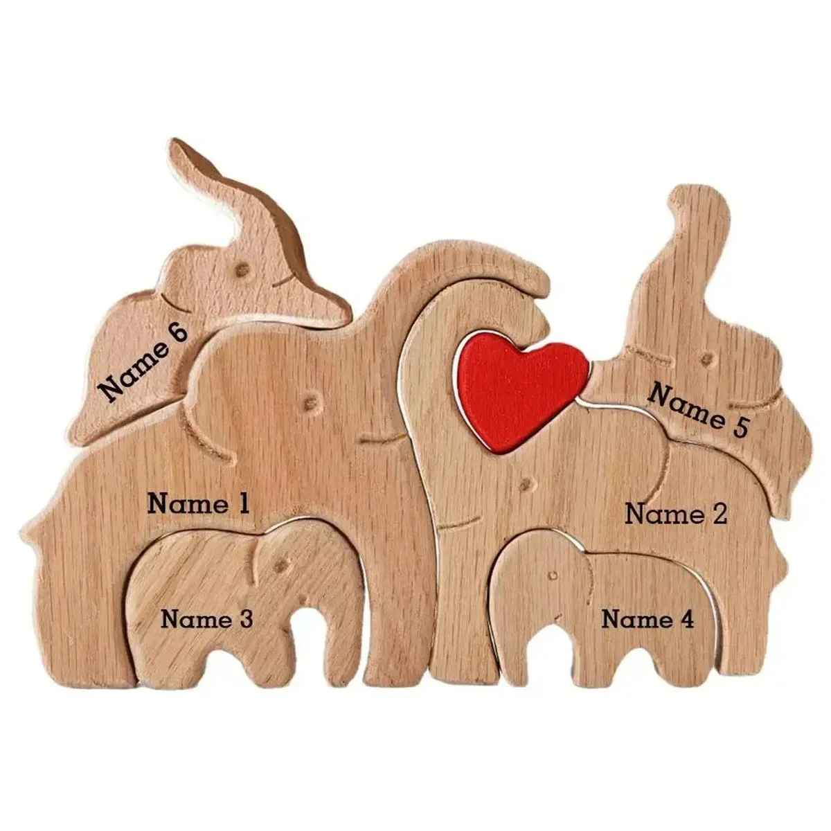 Wooden Custom Family Name Elephant Puzzle Decor