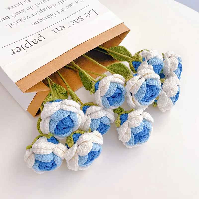 Sweet 1pc Knitted Rose Flowers Bouquet