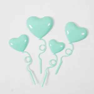 4Pcs/Set Mix Size Heart Balloons Cake Toppers – Valentine’s Day Party Supplies, Wedding Cake Dessert Decorations