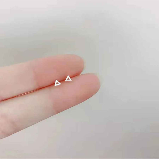 Mini Minimalist Silver Plated Triangle Stud Earrings