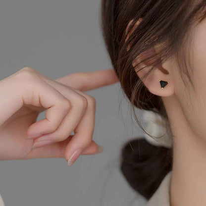 925 Silver Black Ceramic Shape Stud Earrings