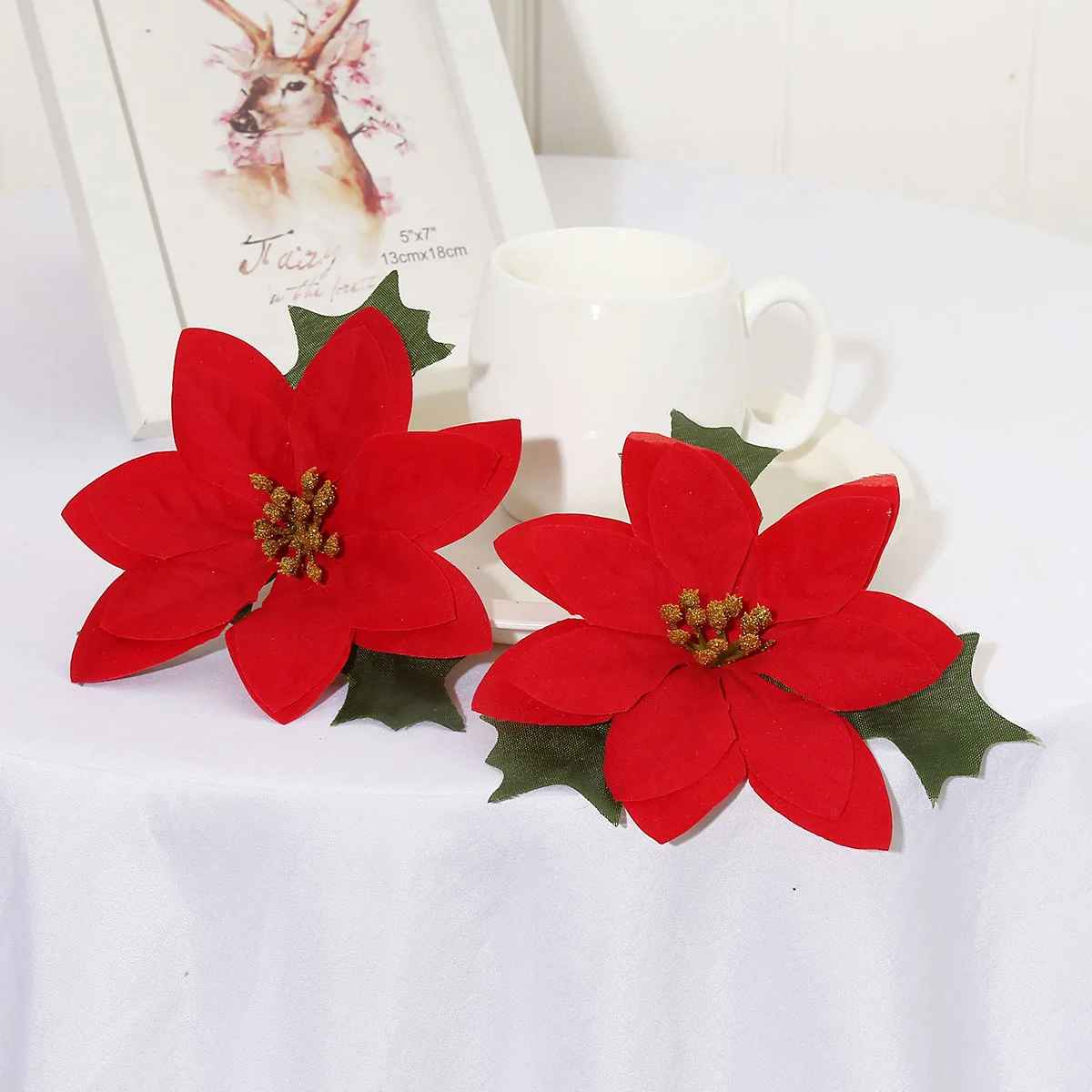 12cm Artificial Silk Poinsettia Red Flower