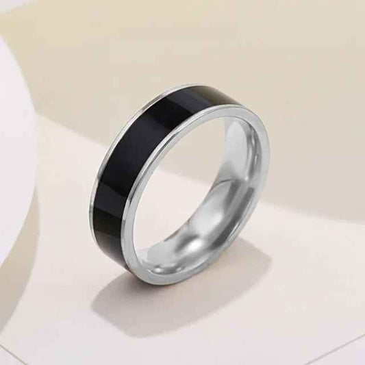 6mm Silver Color Enamel Ring