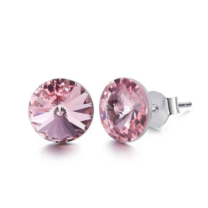 Simple Trendy Round Crystal Stud Earrings