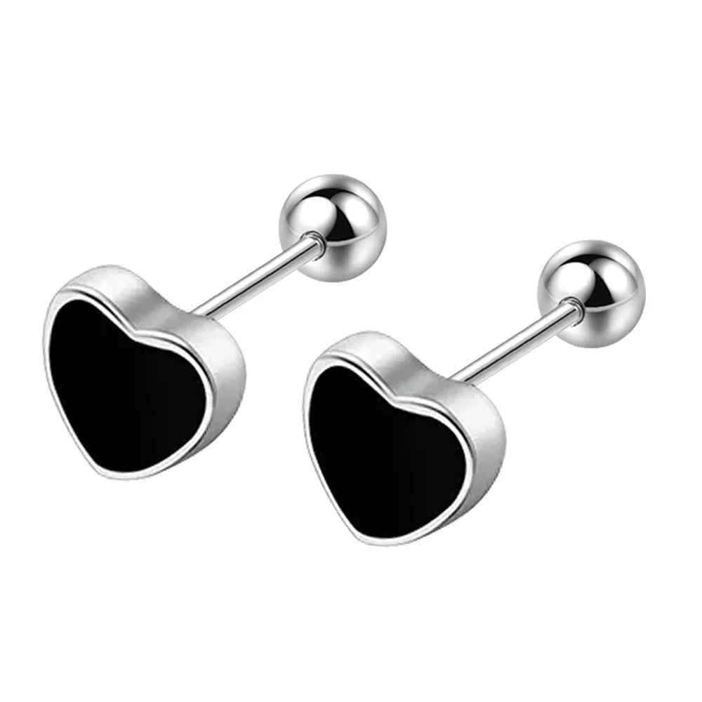 Sterling Silver Black Small Stud Earrings