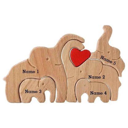 Wooden Custom Family Name Elephant Puzzle Decor