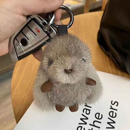 Bunny Stuffed Animal Plush Toy Rabbit Fur Keychain