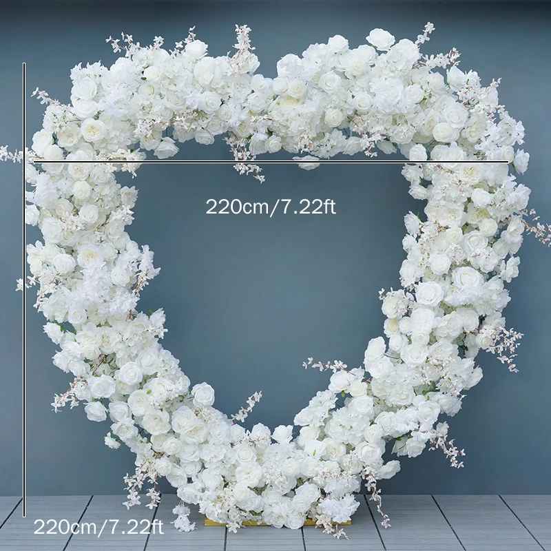 Luxury 5D Red Floral Arrangement with Heart-Shaped Frame Wedding Backdrop Decor