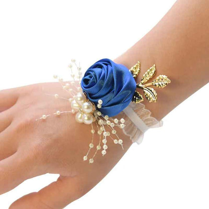 Bridesmaid Satin Wrist Rose Flowers Corsage Bracelet