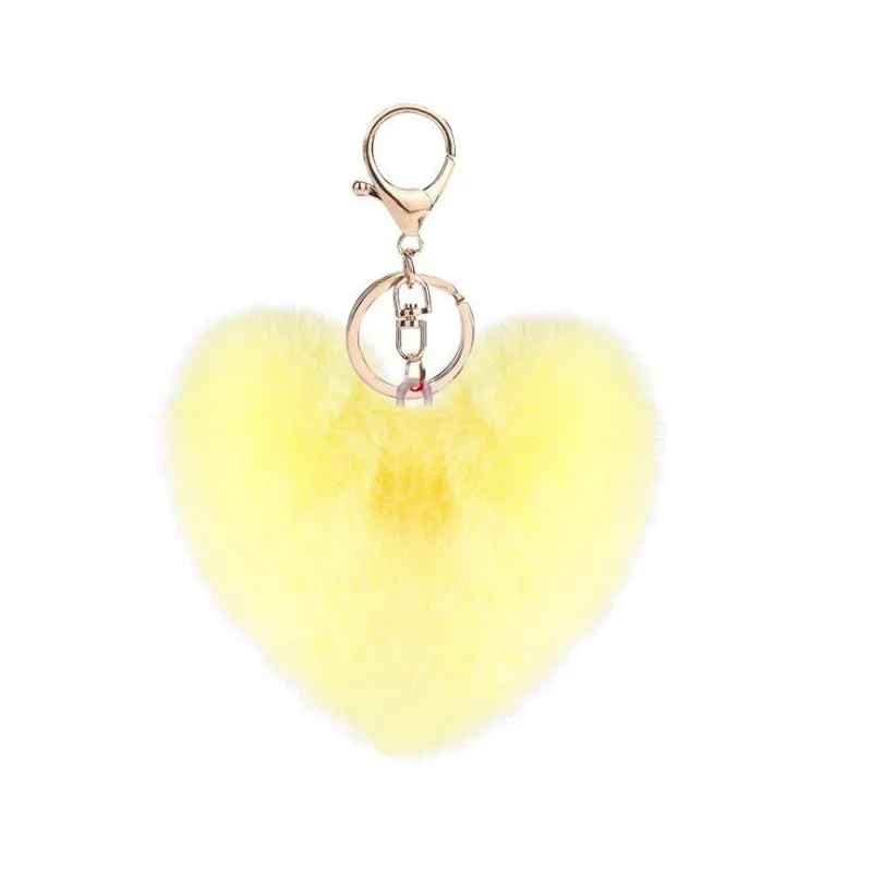 Cute Fluffy Love Heart PomPom Keychain