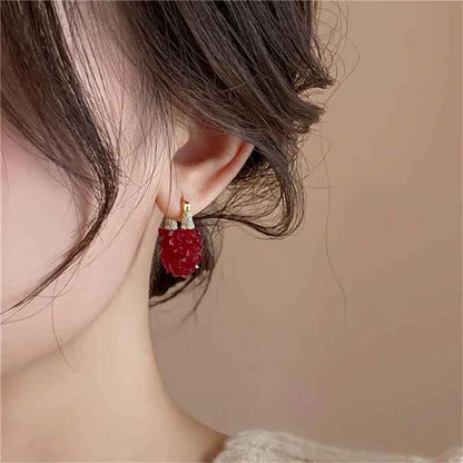 Red Crystal Hook Earrings