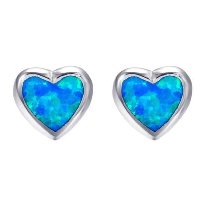 Cute Heart Opal Stud Earrings