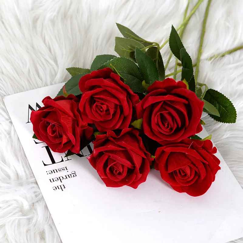 Eternal Artificial Silk Rose Flowers - Realistic Blossom Roses, Real Touch Long Stem Wedding Bouquets & Home Party Decor