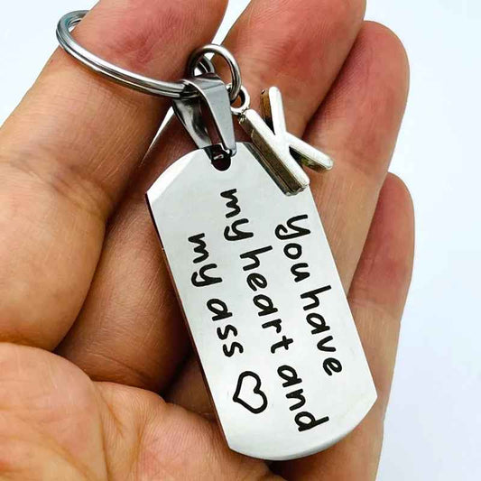 You Have My Heart A-Z Initial Funny Keychain