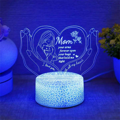 Mom 7-Color Changing Ambient 3D Night Light Lamp with Touch Control