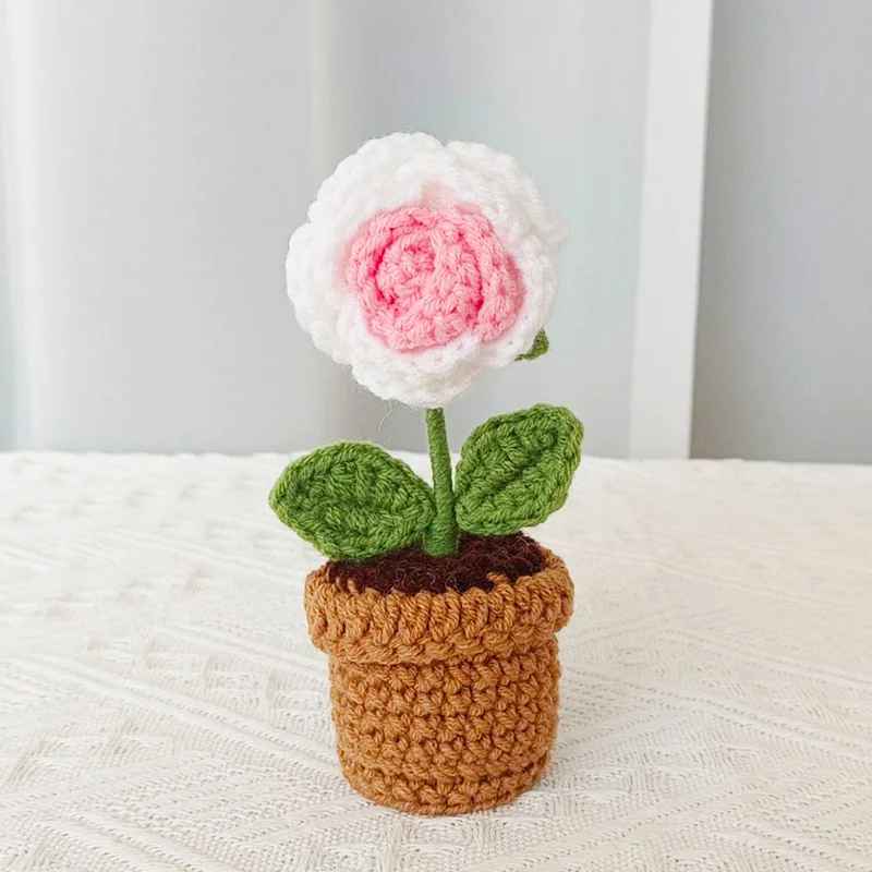 Cute Handcrafted Mini Crochet Potted Plant Decor