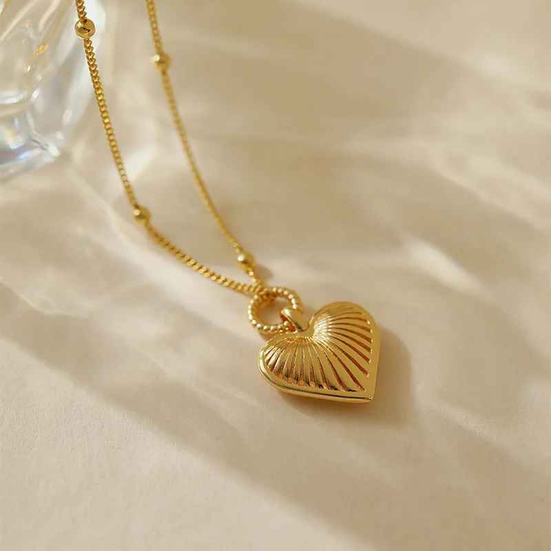 Love Heart Copper-Plated Pendant Necklace