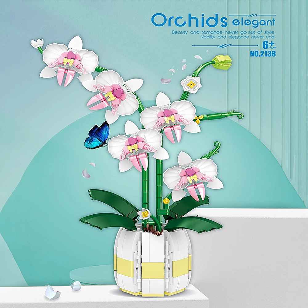 Orchids Flower Bouquet Building Blocks