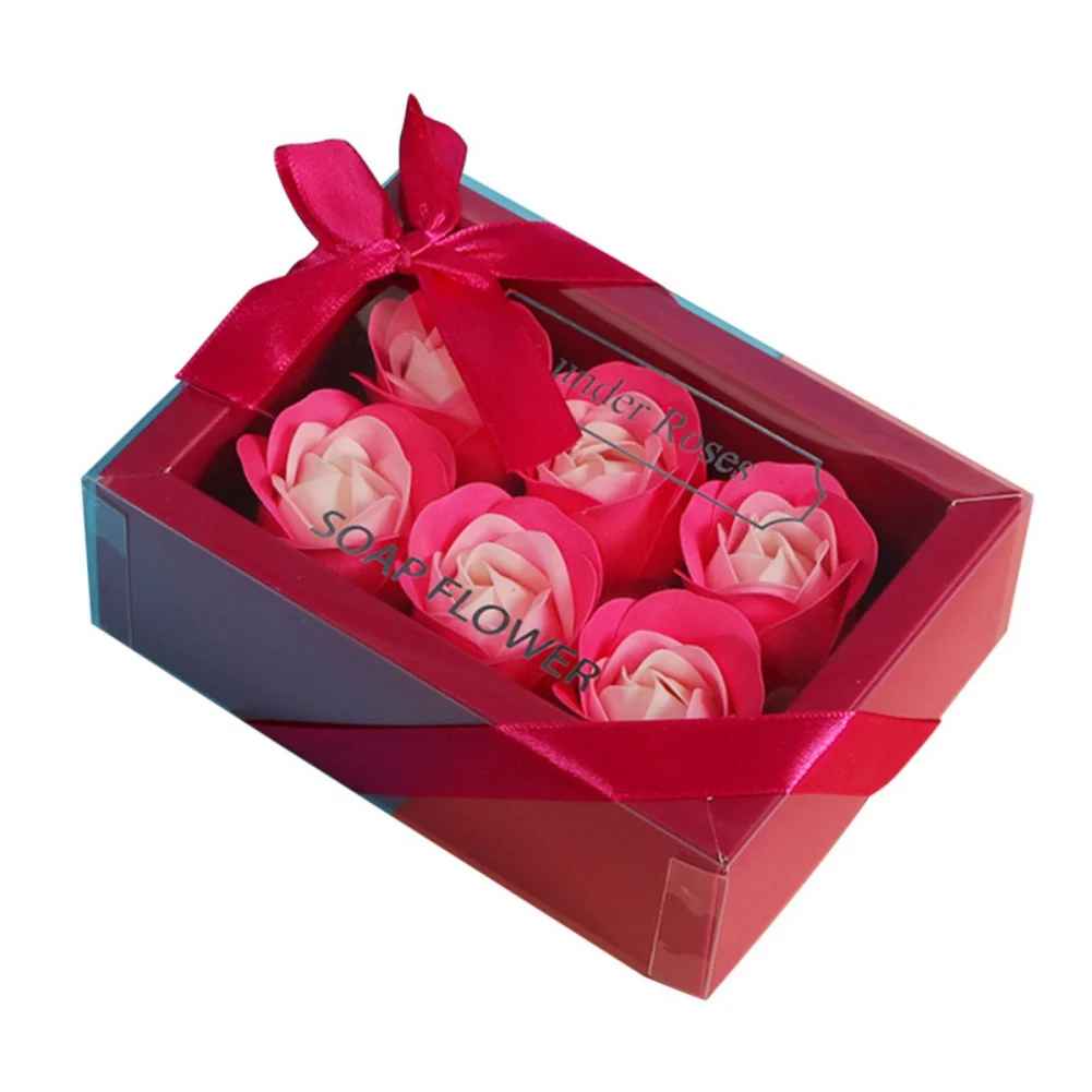 Romantic 6pcs Artificial Soap Rose Flower Gift Box