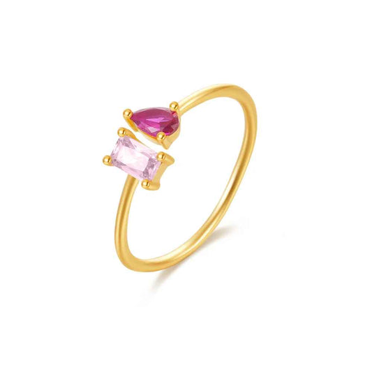 Square Zircon Purple Droplet Ring