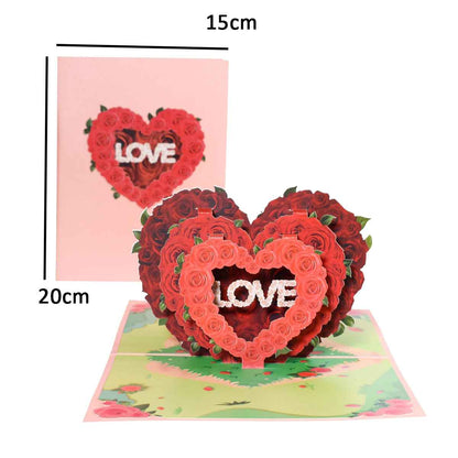 Romantic 3D Pop-Up Greeting Card with Envelope