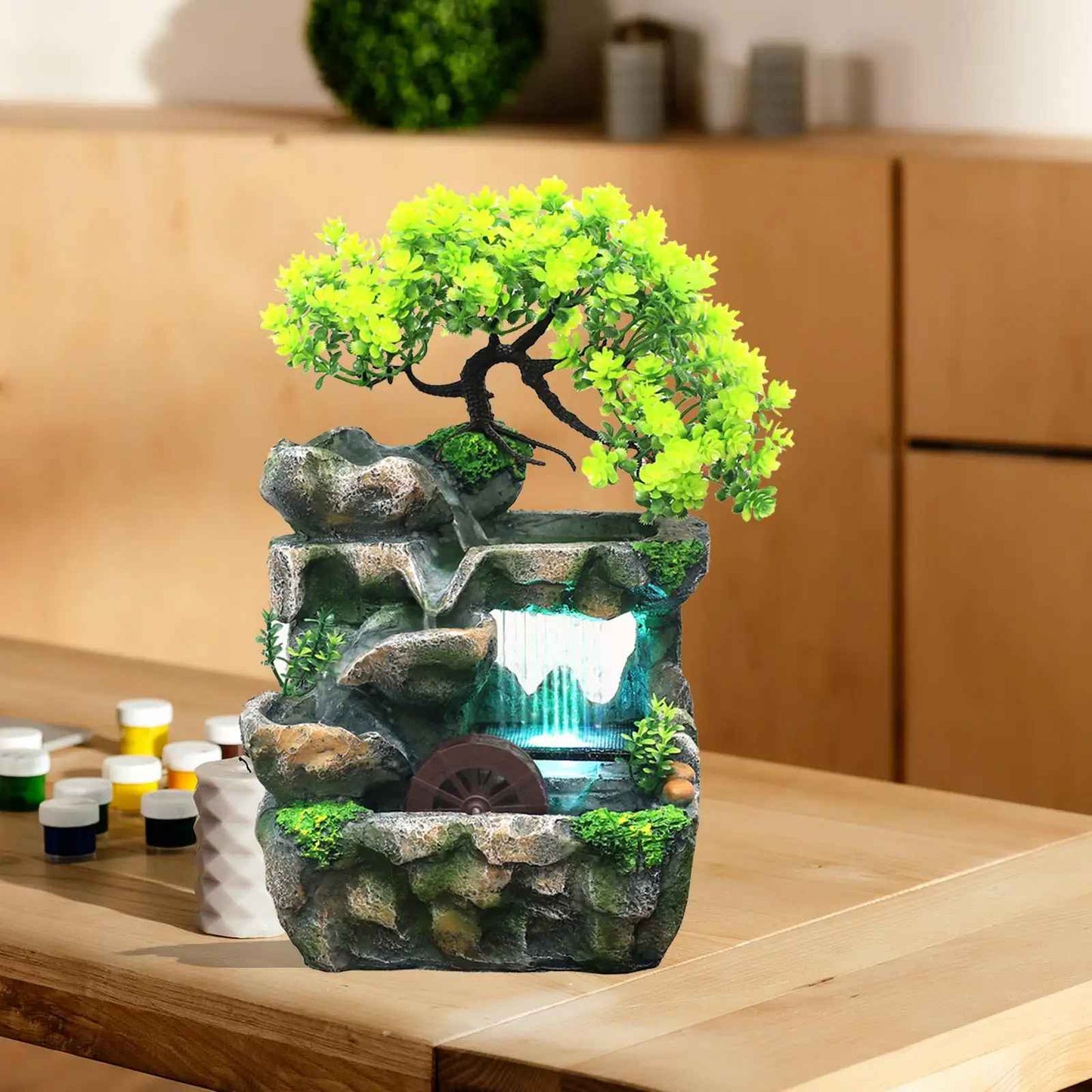 Rockery Bonsai Tabletop Water Fountain with Light