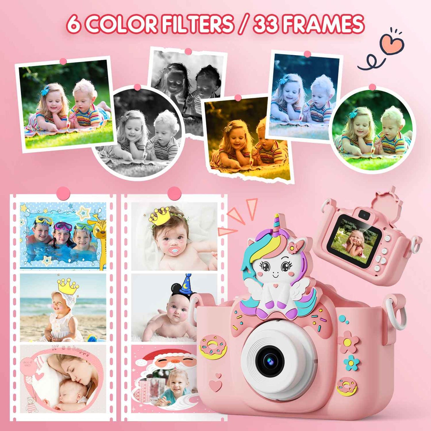 Children 1080P HD Screen Digital Camera with 32GB Card